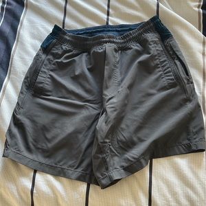 Birddogs gym shorts with liner medium 7” inseam gray/blue